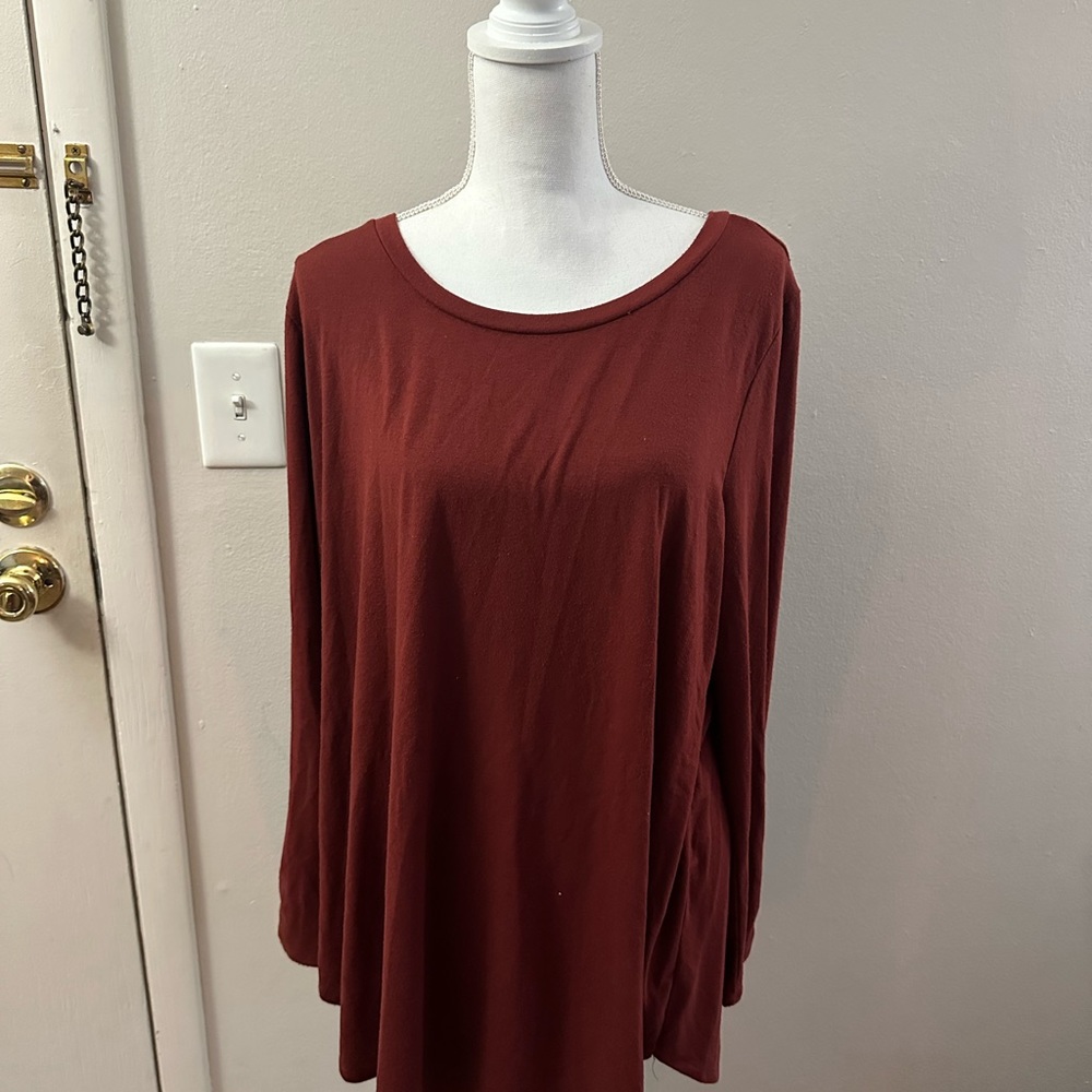 Zenana Rust Long Sleeve Lace detail tee